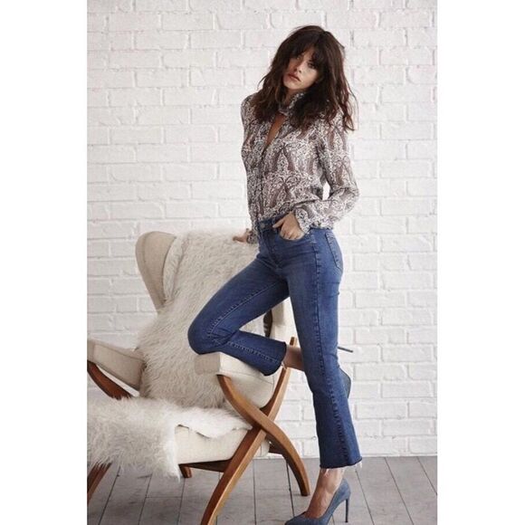 NWT PAIGE COLETTE CROP FLARE JEANS IN BLUE COSMO WITH RAW HEM - Picture 1 of 7